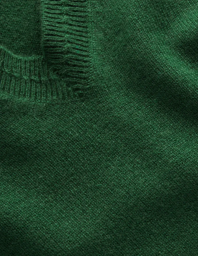 Eva Cashmere V-Neck Sweater-Pine Green-Boden Best