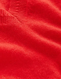 Eva Cashmere V-Neck Sweater-Strawberry Tart Red-Boden Clearance