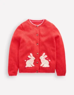 Evelyn Fun Logo Cardigan-Jam Red Bunnies-Boden Best Sale
