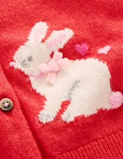Evelyn Fun Logo Cardigan-Jam Red Bunnies-Boden Best Sale