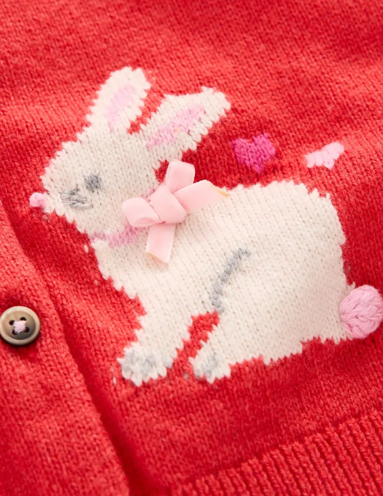 Evelyn Fun Logo Cardigan-Jam Red Bunnies-Boden Best Sale
