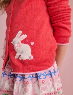 Evelyn Fun Logo Cardigan-Jam Red Bunnies-Boden Best Sale