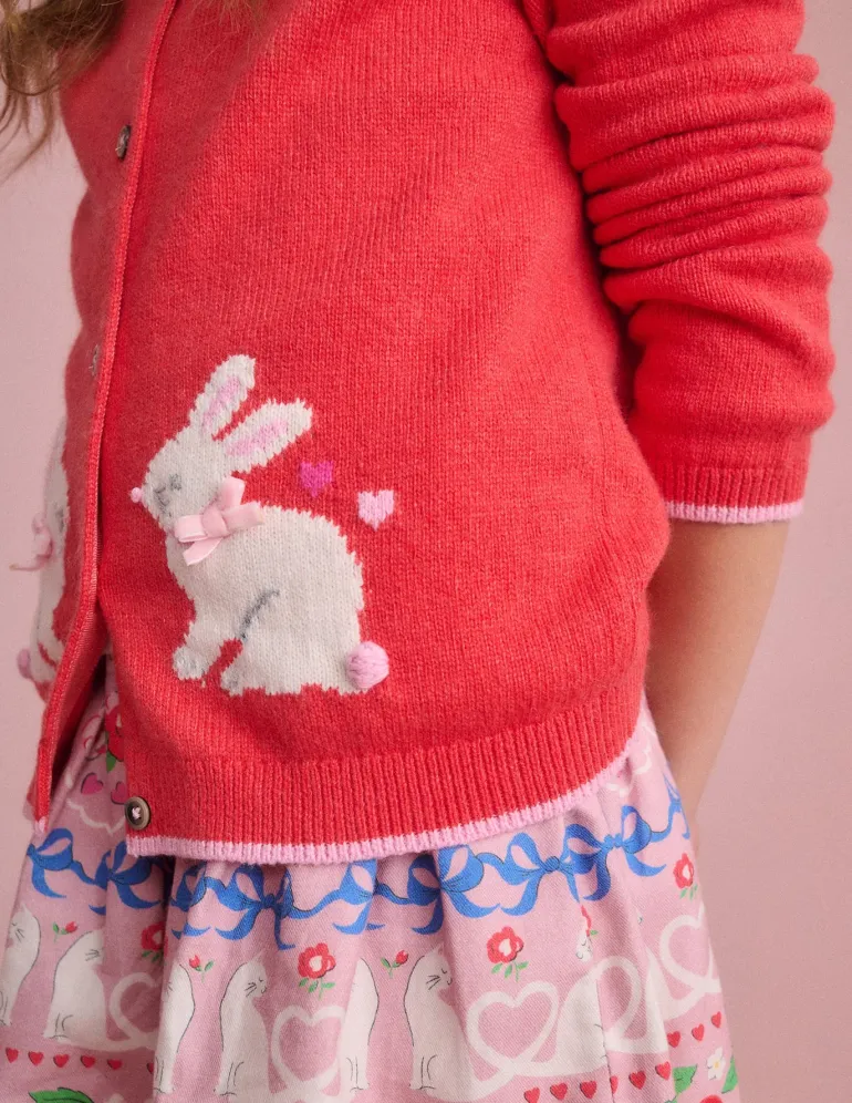 Evelyn Fun Logo Cardigan-Jam Red Bunnies-Boden Best Sale
