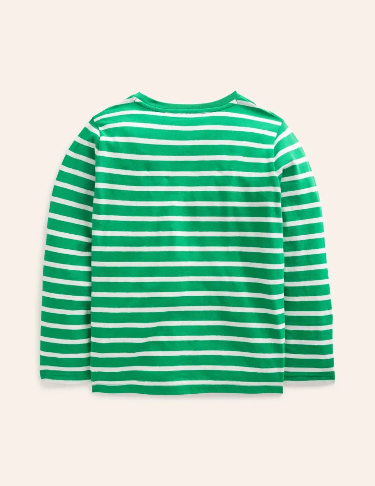 Everyday Breton T-Shirt-Highland Green/Grey Marl-Boden Outlet