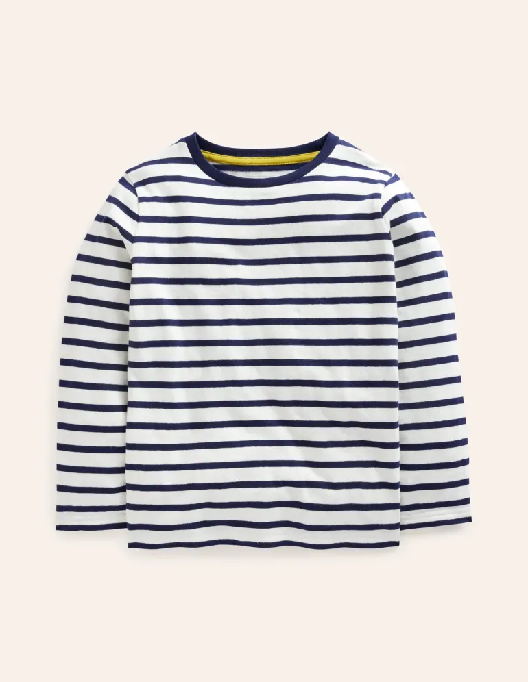 Everyday Breton T-Shirt-Ivory/ College Navy-Boden Shop