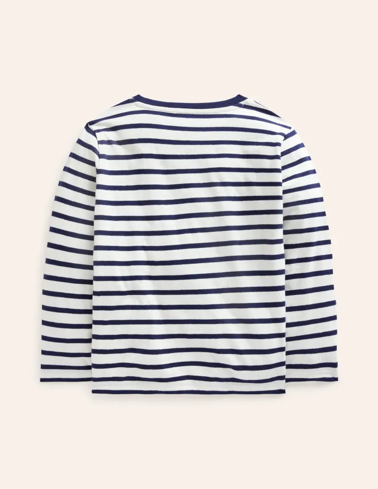 Everyday Breton T-Shirt-Ivory/ College Navy-Boden Shop