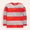 Everyday Long Sleeve T-Shirt-Grey Marl/ Firecracker Red-Boden Online
