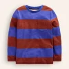 Everyday Long Sleeve T-Shirt-Blue/ Burgandy stripe-Boden Store