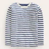 Everyday Long Sleeve T-Shirt-Soft Ivory/ College Navy-Boden Sale