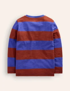 Everyday Long Sleeve T-Shirt-Blue/ Burgandy stripe-Boden Store