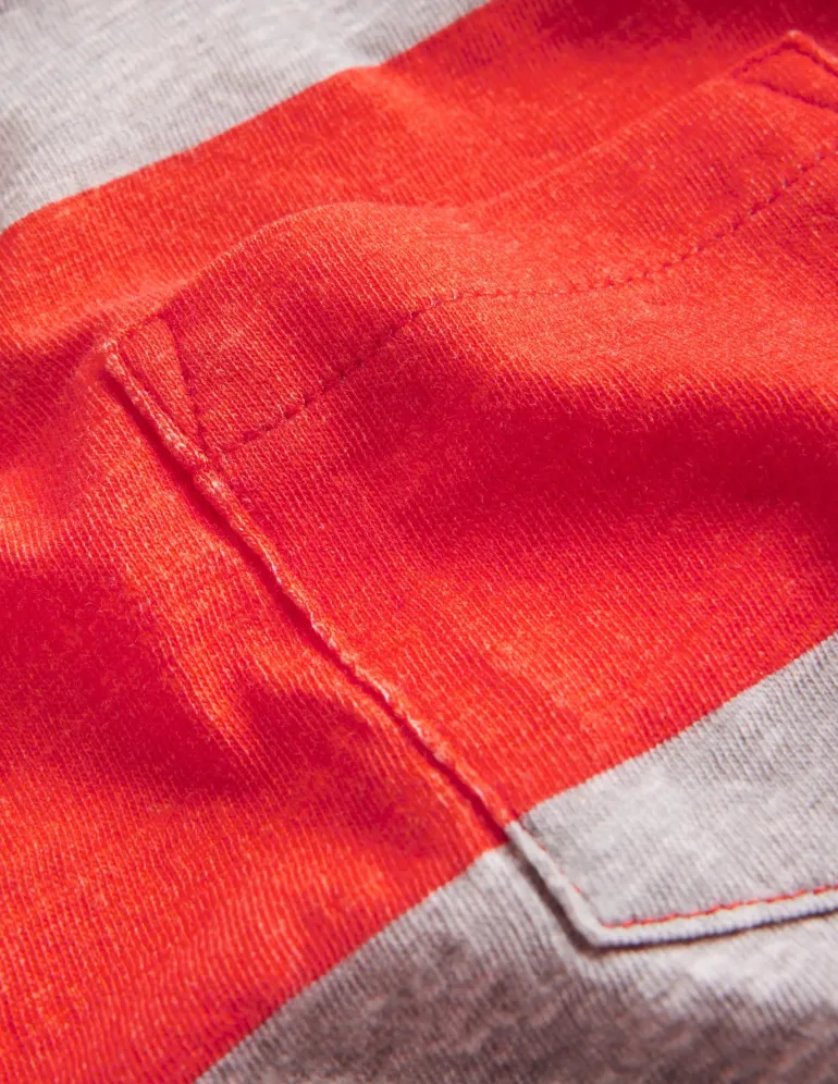 Everyday Long Sleeve T-Shirt-Grey Marl/ Firecracker Red-Boden Online