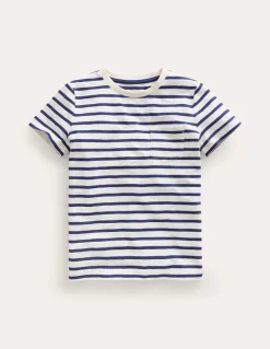 Everyday Short Sleeve T-Shirt-Ivory/College Navy-Boden Outlet