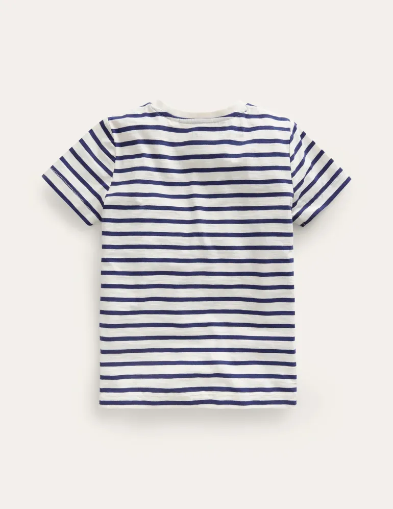 Everyday Short Sleeve T-Shirt-Ivory/College Navy-Boden Outlet