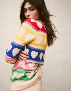 Fair Isle Boyfriend Cardigan-Multi, Hearts-Boden Clearance