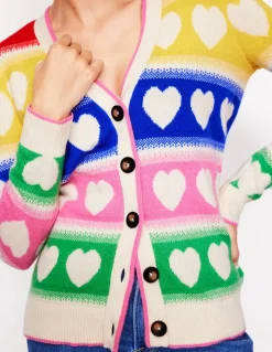 Fair Isle Boyfriend Cardigan-Multi, Hearts-Boden Clearance