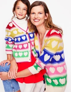 Fair Isle Boyfriend Cardigan-Multi, Hearts-Boden Clearance