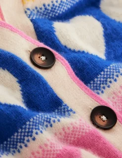 Fair Isle Boyfriend Cardigan-Multi, Hearts-Boden Clearance