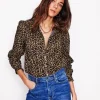 Felicity Cotton Blouse-Camel, Cheetah Pop-Boden Online