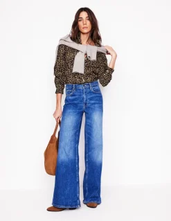 Felicity Cotton Blouse-Camel, Cheetah Pop-Boden Online