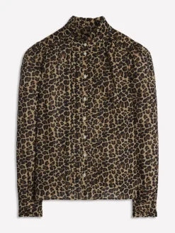 Felicity Cotton Blouse-Camel, Cheetah Pop-Boden Online