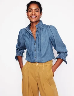 Felicity Denim Blouse-Light Authentic-Boden New