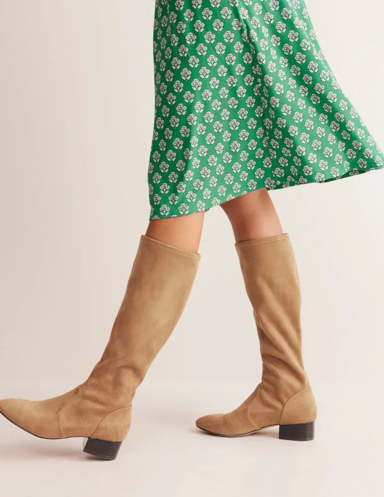 Flat Stretch Knee Boots--Boden Fashion