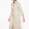 Flora Cord Midi Shirt Dress-Almond Peach-Boden Shop