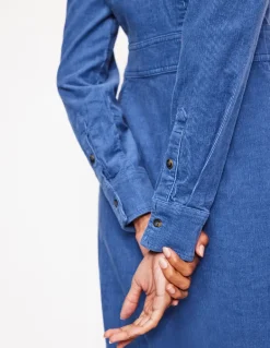Flora Cord Midi Shirt Dress-True Navy-Boden Best