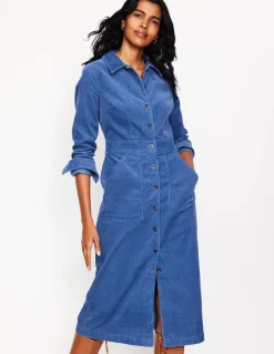Flora Cord Midi Shirt Dress-True Navy-Boden Best