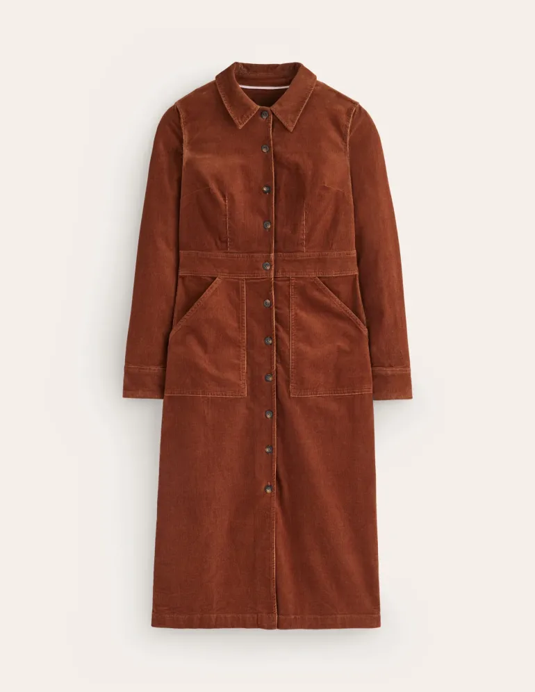 Flora Cord Midi Shirt Dress--Boden Best Sale