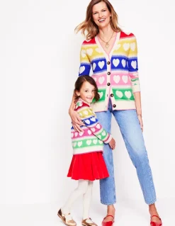 Flora Fun V-Neck Cardigan-Rainbow Hearts-Boden New
