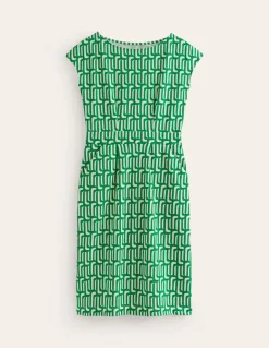 Florrie Jersey Dress-Rich Emerald, Falling Geo-Boden Cheap