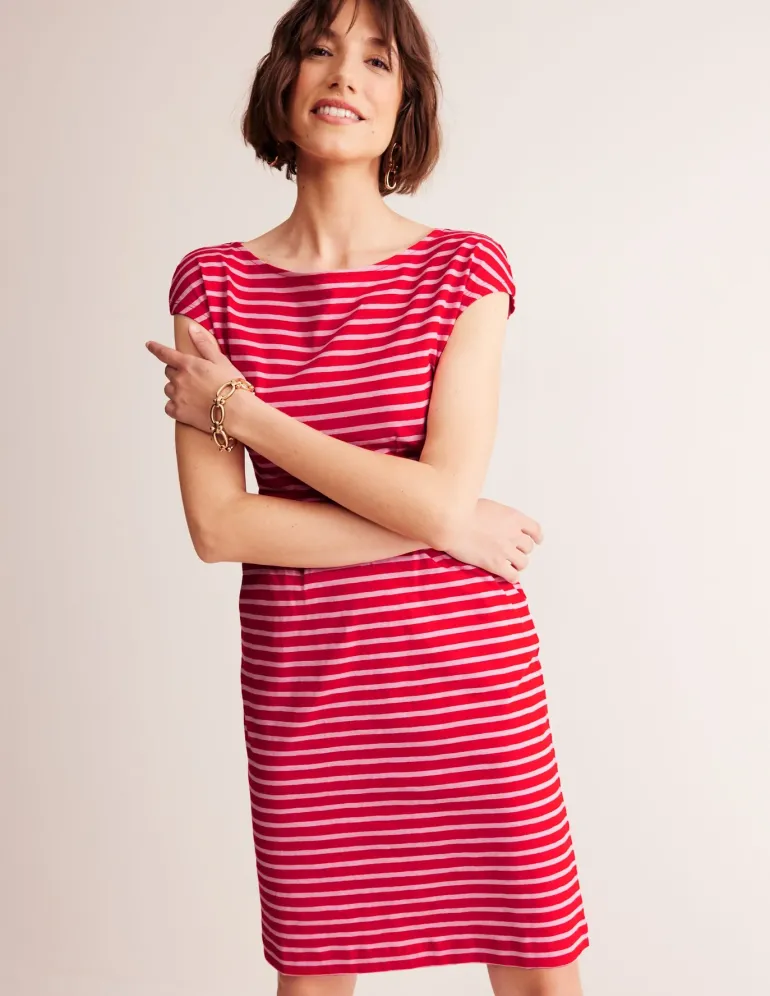 Florrie Jersey Dress-Rouge, Lilac Stripe-Boden Flash Sale
