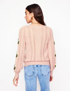 Fluffy Embroidered Sweater-Soft Lavender Pink-Boden Online