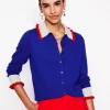 Frilled Cotton Blend Cardigan-Bright Blue-Boden Store