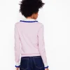 Frilled Cotton Blend Cardigan-Soft Lavender Pink-Boden Online