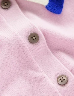 Frilled Cotton Blend Cardigan-Soft Lavender Pink-Boden Online