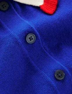 Frilled Cotton Blend Cardigan-Bright Blue-Boden Store