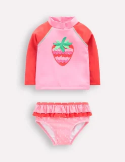 Frilly Rash Vest Set-Bubblegum Pink Strawberry-Boden Cheap