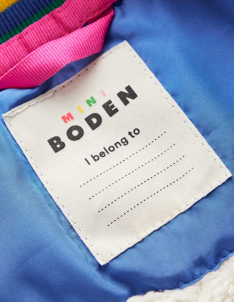 Fun Borg Lined Bomber-Peacock Plume Blue Heartburst-Boden Flash Sale