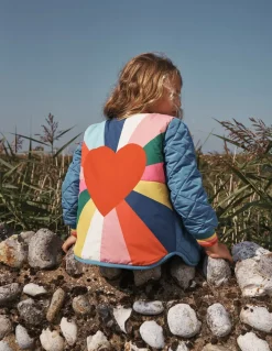 Fun Borg Lined Bomber-Peacock Plume Blue Heartburst-Boden Flash Sale