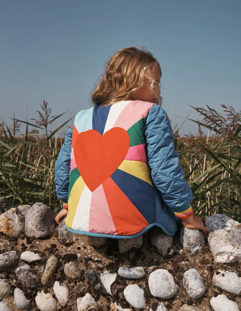 Fun Borg Lined Bomber-Peacock Plume Blue Heartburst-Boden Flash Sale