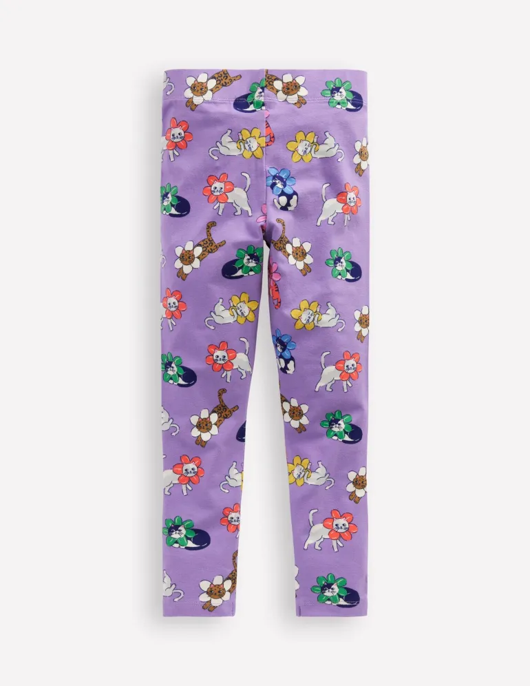 Fun Leggings-Aster Purple Small Flower Cat-Boden Best Sale