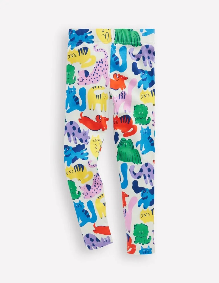Fun Leggings-Multi Oatmeal Rainbow Pets-Boden New