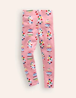 Fun Leggings-Vintage Pink Christmas Trees-Boden Clearance