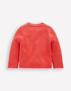 Fun Logo Cardigan-Jam Red Bunnies-Boden Outlet