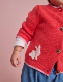 Fun Logo Cardigan-Jam Red Bunnies-Boden Outlet