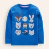 Fun Superstitch Grid T-Shirt-Greek Blue Arctic Animals-Boden Online