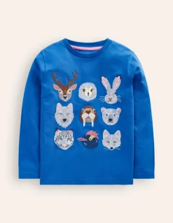 Fun Superstitch Grid T-Shirt-Greek Blue Arctic Animals-Boden Online