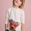 Fun Superstitch Grid T-Shirt-Oatmeal Marl Janet-Boden Hot